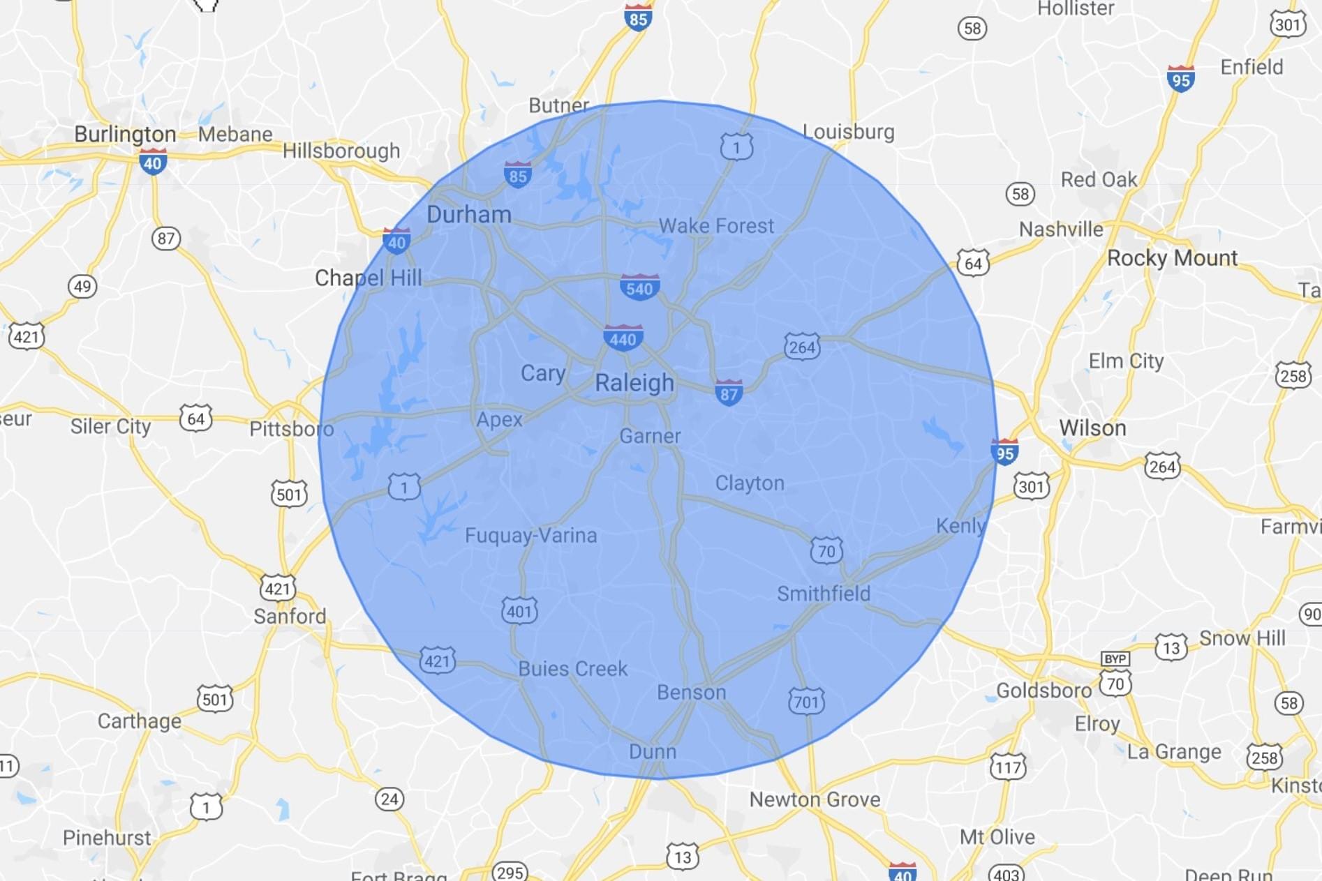 Raleigh NC Map
